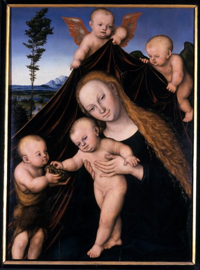 Madonna y el Niño con San Juan Bautista de Lucas the Younger Cranach